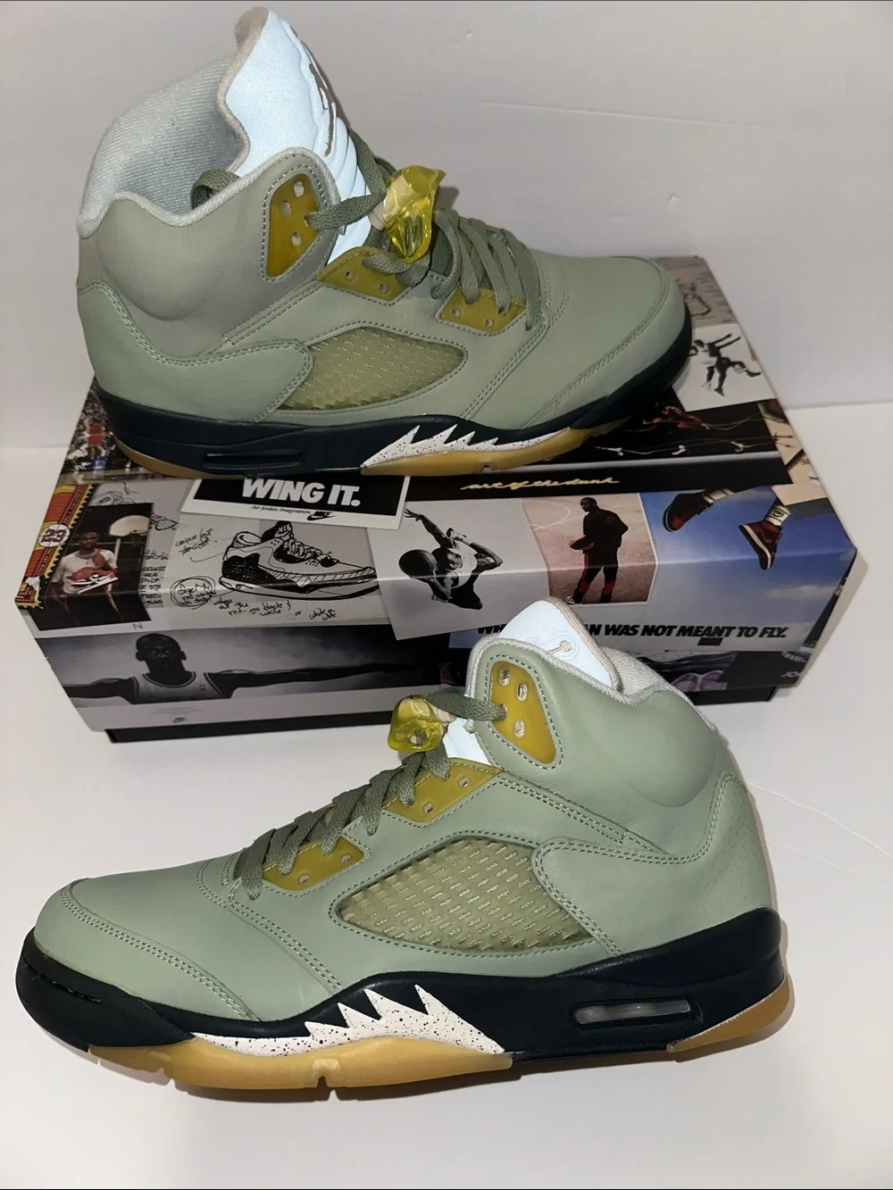 Jordan Kids Olive Green and White Jumpman Sneakers